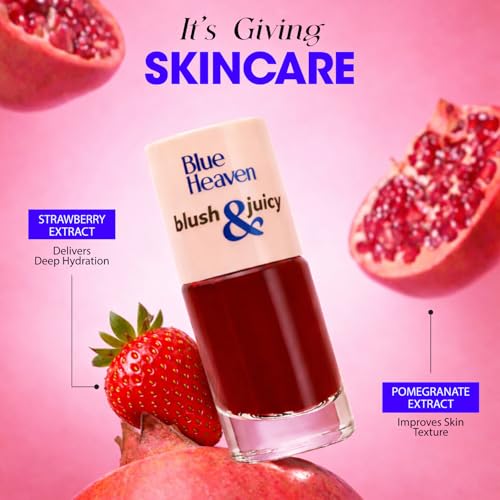 Blue Heaven Blush & Juicy Lip & Cheek Tint Infused with Pomegranate & Strawberry Extract | Multipurpose 3 in 1 Lip Tint | Long Lasting, Water Proof & Hydrating Liquid Blush, Watermelon Juice, 9ml - Image 4