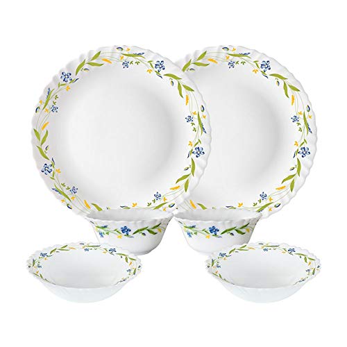 Larah by Borosil Cripper Opalware Dinner Set, 6 -Piece, White