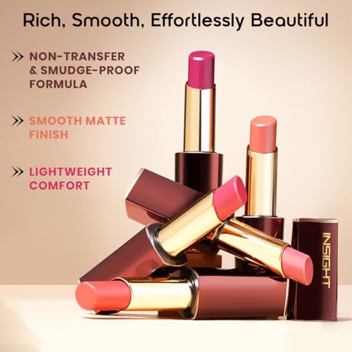 INSIGHT Pure Matte Lipstick - Double Tap| High Pigment, Long Lasting Smooth Matte Finish | Enriched with Vitamin E & Coconut Oil - 3.3 g - Image 4