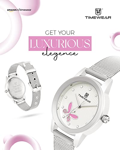 TIMEWEAR Analog Pink Butterfly Silver