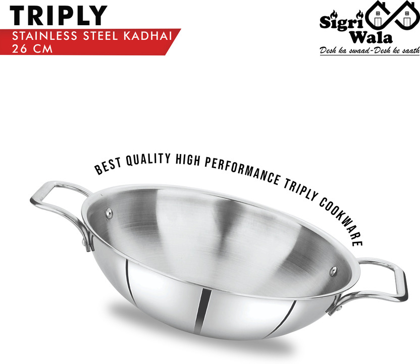 Sigri-wala Cook Healthy Kadhai 26 cm diameter 3.3 L capacity (Tri...more