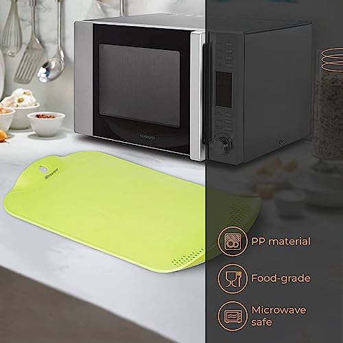 Floraware Plastic Chopping Board with Drainer, BPA Free, Green - Image 3