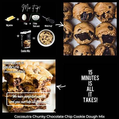 Cocosutra Cookie Dough Mix Combo Pack | Chunky Chocolate Chip 220g & Fudgy Brownie 220g | with natural ingredients | 3 Easy Steps for Perfect Cookies - Whisk, Scoop & Bake | Instant Baking Mix | 440 g - Image 4