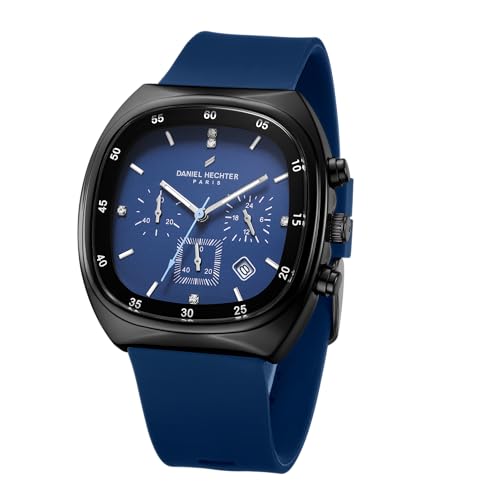 Daniel Hechter Paris Bercy Collection Modern Chronograph Watch for Men with Square Dial and Silicon Band-DHM1001