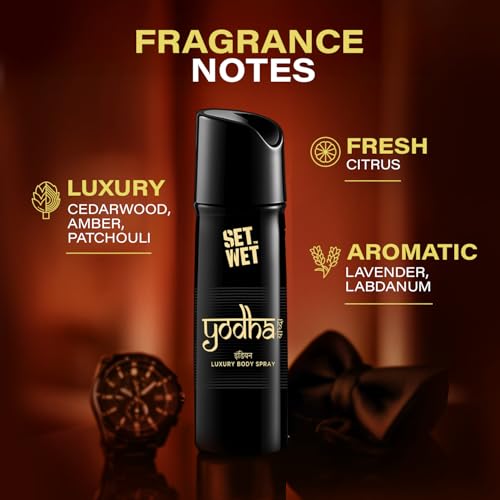 Set Wet Tashan & Yodha Indian Luxury Body Spray I Long Lasting Body Spray for Men I Manly & Luxury Fragrance for Men, 150ml Pack of 2 - Image 5