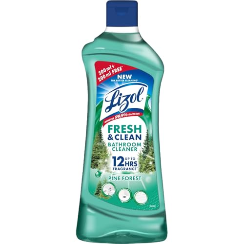 Lizol Fresh & Clean Bathroom Cleaner | Pine | 500 ml + 200 ml Free | Limited Period Offer | 10X Better Cleaning | Up to 12 Hrs Fragrance | Multi-Surface Cleans Floors, Basin, Tiles
