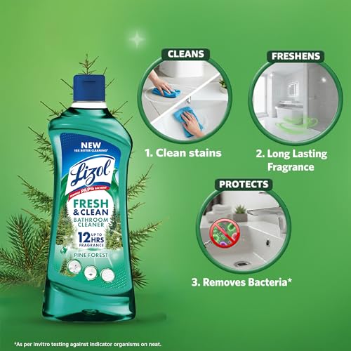 Lizol Fresh & Clean Bathroom Cleaner | Pine | 500 ml + 200 ml Free | Limited Period Offer | 10X Better Cleaning | Up to 12 Hrs Fragrance | Multi-Surface Cleans Floors, Basin, Tiles - Image 3
