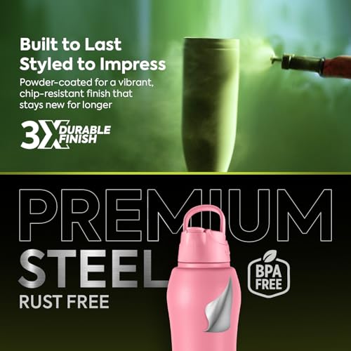 Go24 pexpo Belly ISI Certified Stainless Steel Water Bottle 1 ltr, with Straw Lid Sipper Cap | Single Wall Fridge Bottle | For Home, Office, Gym, School, Yoga & Trek - Candy Pink - Image 3