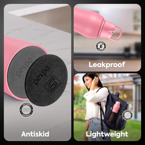 Go24 pexpo Belly ISI Certified Stainless Steel Water Bottle 1 ltr, with Straw Lid Sipper Cap | Single Wall Fridge Bottle | For Home, Office, Gym, School, Yoga & Trek - Candy Pink - Image 6