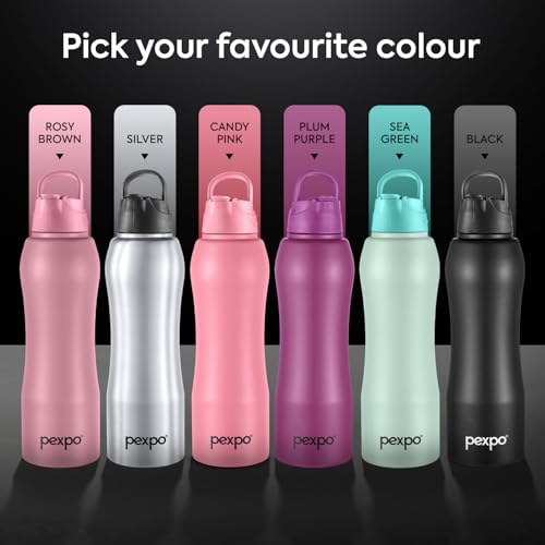 Go24 pexpo Belly ISI Certified Stainless Steel Water Bottle 1 ltr, with Straw Lid Sipper Cap | Single Wall Fridge Bottle | For Home, Office, Gym, School, Yoga & Trek - Candy Pink - Image 7