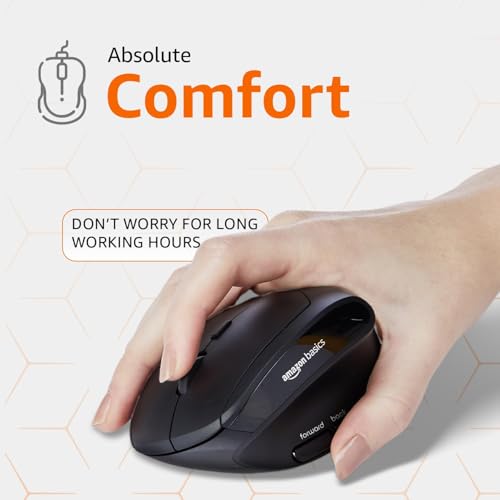 amazon basics Pro Series 2.4G Wireless Ergonomic Mouse for PC, Mac, Laptop | 4 Adjustable DPI Settings Up to 2400 | Shortcut Buttons (Black) - Image 4
