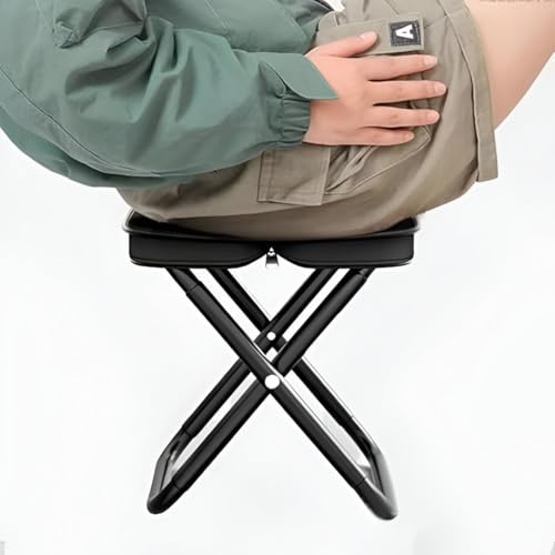 Folding Stool Portable Mini Camping Stool with Carry Bag - Lightweight Foldable Outdoor Seat with Metal Frame and Fabric Top for Travel Fishing Hiking Garden Picnic (Black) - Image 4