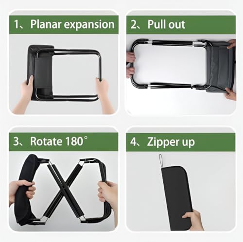 Folding Stool Portable Mini Camping Stool with Carry Bag - Lightweight Foldable Outdoor Seat with Metal Frame and Fabric Top for Travel Fishing Hiking Garden Picnic (Black) - Image 5