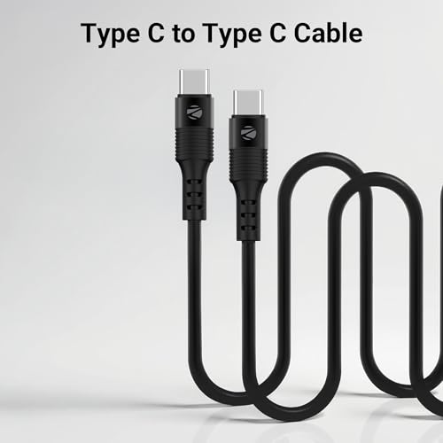 Zebronics Wattz 60CC2 Type-C to Type-C Soft Silicone Cable, PD 60W, 1 Meter, Durable, Charge & Sync, Rapid Charging, For Laptops, Tablets, Mobiles (Black) - Image 2