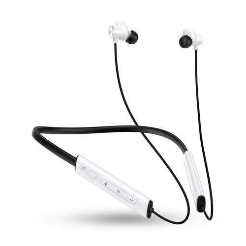 OOGE Tune 21 Wireless Neckband (White) – Type-C Charging, AI ENC Noise Cancellation, Bluetooth 5.3, Magnetic On/Off Earbuds, IPX3 Water Resistant, 40 Hours Playtime, 1500-Hour Standby