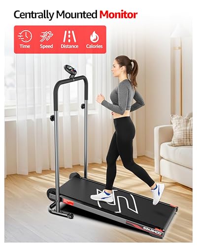 Sparnod Fitness STH-450 Manual Treadmill for Home Use, Adjustable Handle Height & Manual Incline, LCD Display, Compact & Foldable with Wheels, 120 kg Max User Weight, Assembly Required - Image 3