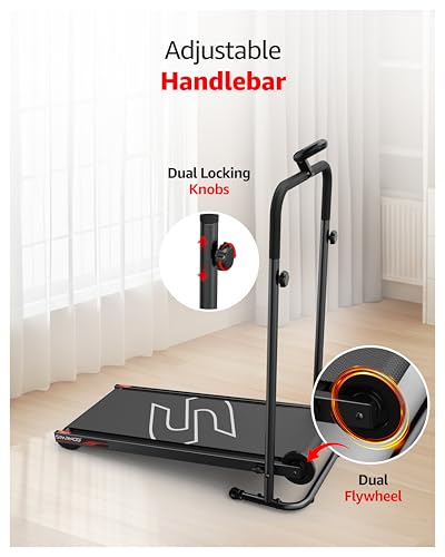 Sparnod Fitness STH-450 Manual Treadmill for Home Use, Adjustable Handle Height & Manual Incline, LCD Display, Compact & Foldable with Wheels, 120 kg Max User Weight, Assembly Required - Image 4