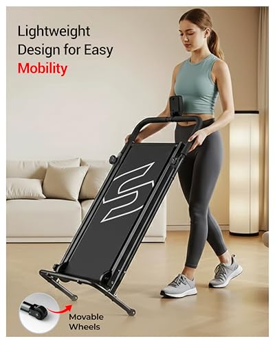 Sparnod Fitness STH-450 Manual Treadmill for Home Use, Adjustable Handle Height & Manual Incline, LCD Display, Compact & Foldable with Wheels, 120 kg Max User Weight, Assembly Required - Image 6