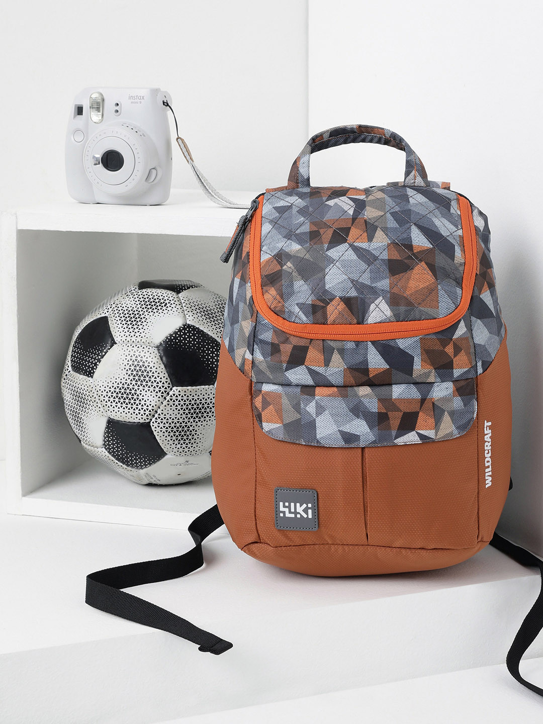 Wildcraft Women Orange & Blue Graphic Backpack