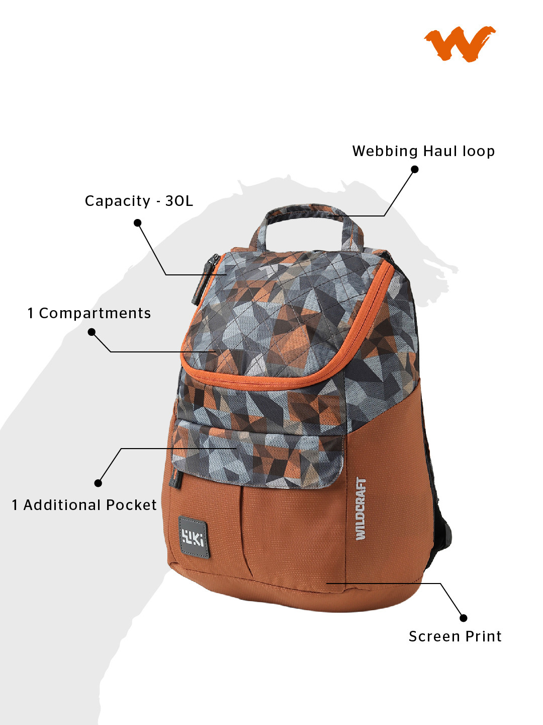 Wildcraft Women Orange & Blue Graphic Backpack - Image 7