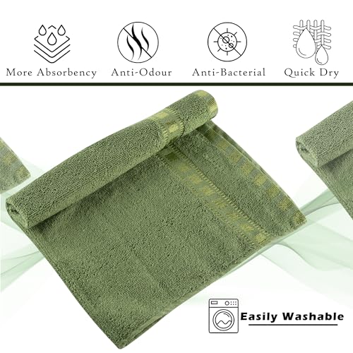 Urbane Home Pack of 2 Cotton Hand/Face Towels for Men & Women | Easily Washable | Workout Gym Napkins for Men | Pocket Towel - Grey & Green - Image 5