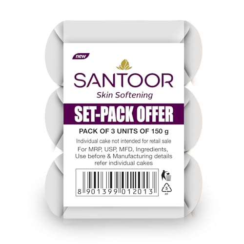 Santoor Skin Softening Sandal & Almond Milk Bathing Soap with Nourishing & Anti-Aging Properties| For Smooth & Soft and Younger-Looking Skin| For All Skin Types|150G X3 - Image 5