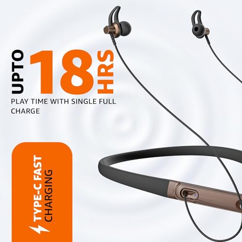 Amazon Basics in-Ear Wireless Neckband with Mic, Up to 18 Hours Play Time, Bluetooth 5.1, Voice Assistance, Noise Cancellation, IPX4 Water-Resistance, Magnetic Earbuds (Brown) - Image 5