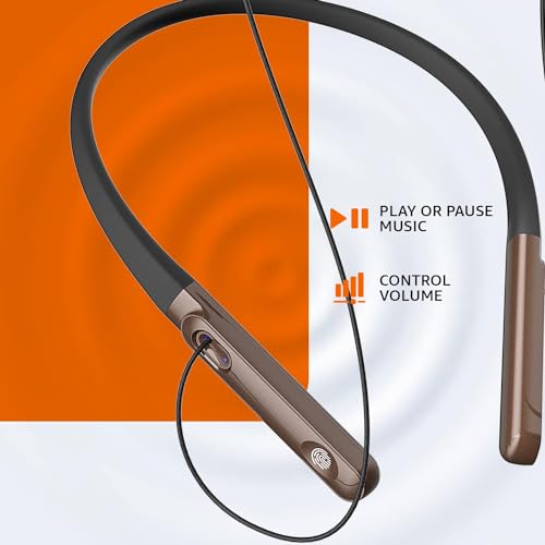 Amazon Basics in-Ear Wireless Neckband with Mic, Up to 18 Hours Play Time, Bluetooth 5.1, Voice Assistance, Noise Cancellation, IPX4 Water-Resistance, Magnetic Earbuds (Brown) - Image 6