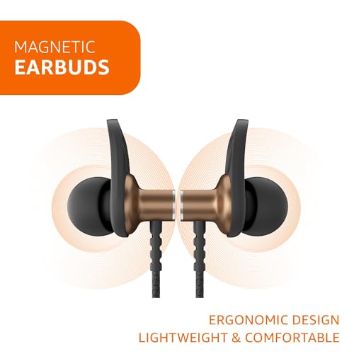 Amazon Basics in-Ear Wireless Neckband with Mic, Up to 18 Hours Play Time, Bluetooth 5.1, Voice Assistance, Noise Cancellation, IPX4 Water-Resistance, Magnetic Earbuds (Brown) - Image 7
