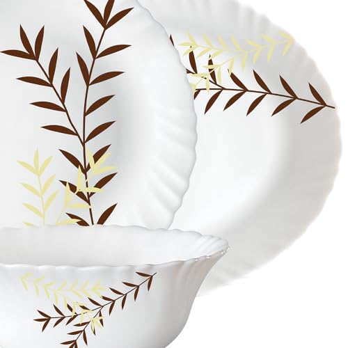 Larah by Borosil Oak Fluted Series Opalware Dinner Set | 31 Pieces for Family of 6 | Microwave & Dishwasher Safe | Bone-Ash Free | Crockery Set for Dining & Gifting | Plates & Bowls | White - Image 3