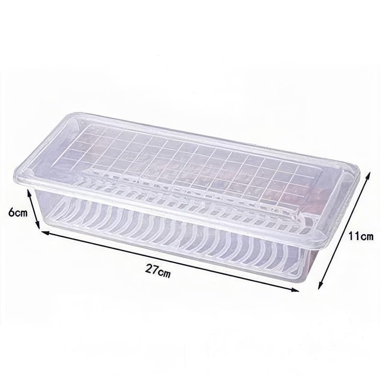 flymore Fridge Storage Boxes (Pack of 4), Fridge Organizer with Removable Drain Plate Fridge Storage Containers Keeps Fruits, Vegetables, Meat, Fish Fresh Longer 1500 ML Container Box - Image 7