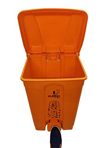Cello Strong Plastic Step-On Pedal Garbage Dustbin 60 Ltr (Orange & Orange) Combo - Image 3