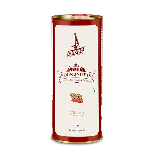 Chekko Cold Pressed Groundnut / Peanut Oil ( Virgin, Kachi Ghani, Chekku ) | 100% Natural, Pure & Wood Pressed (1L) for Cooking