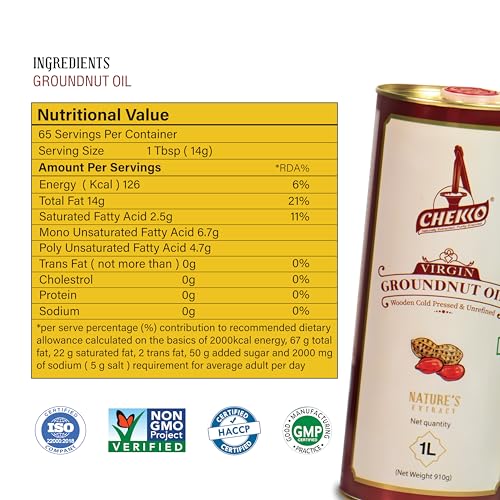 Chekko Cold Pressed Groundnut / Peanut Oil ( Virgin, Kachi Ghani, Chekku ) | 100% Natural, Pure & Wood Pressed (1L) for Cooking - Image 3