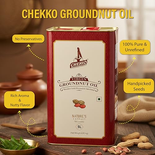 Chekko Cold Pressed Groundnut / Peanut Oil ( Virgin, Kachi Ghani, Chekku ) | 100% Natural, Pure & Wood Pressed (1L) for Cooking - Image 5