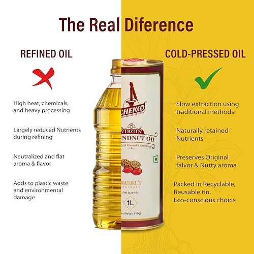 Chekko Cold Pressed Groundnut / Peanut Oil ( Virgin, Kachi Ghani, Chekku ) | 100% Natural, Pure & Wood Pressed (1L) for Cooking - Image 7
