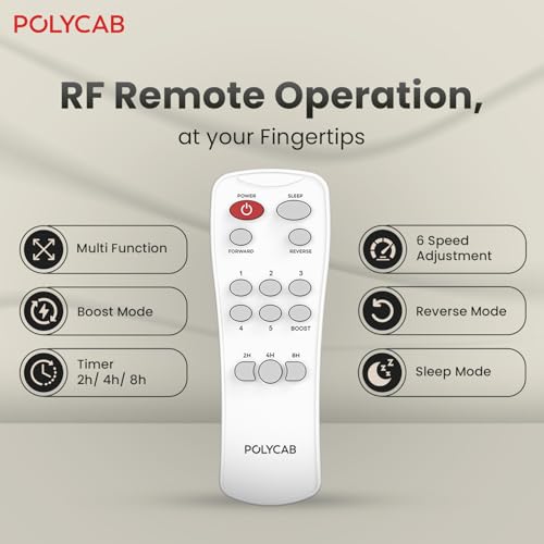 Polycab Wizzy Plus 1200mm 5-Star BLDC, Remote Ceiling fan for Living Room| 55% Energy Saving, 100% Copper, High Air Delivery, Free Installation | 3+1 yr Warranty【Matt Black】 - Image 4