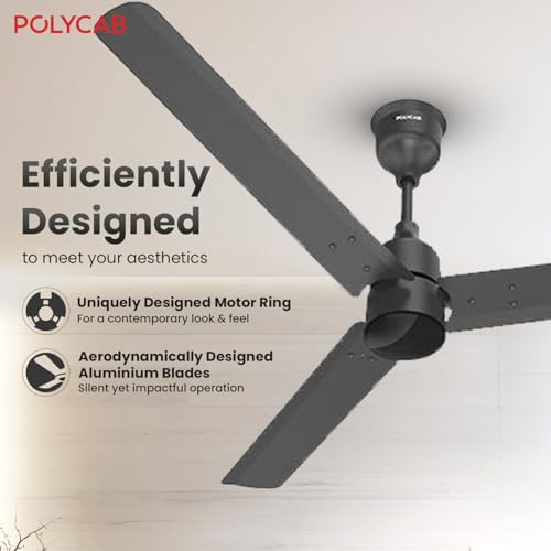 Polycab Wizzy Plus 1200mm 5-Star BLDC, Remote Ceiling fan for Living Room| 55% Energy Saving, 100% Copper, High Air Delivery, Free Installation | 3+1 yr Warranty【Matt Black】 - Image 5