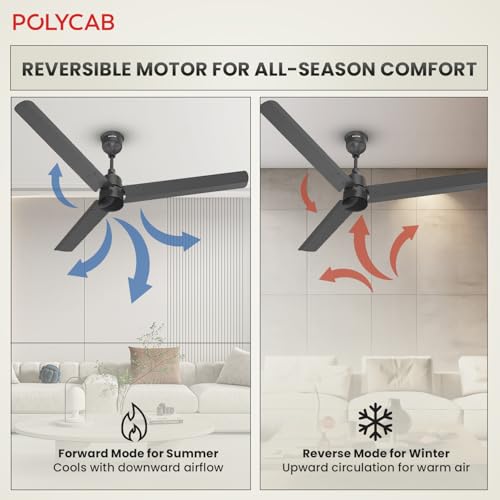 Polycab Wizzy Plus 1200mm 5-Star BLDC, Remote Ceiling fan for Living Room| 55% Energy Saving, 100% Copper, High Air Delivery, Free Installation | 3+1 yr Warranty【Matt Black】 - Image 6