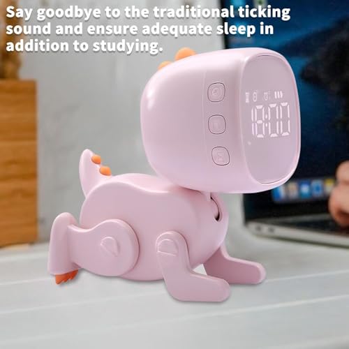 jomparis Digital Dynamic Dinosaur Bedroom Alarm Clock with Night Light Gift for Kids Boys Girls Students -Pink - Image 3