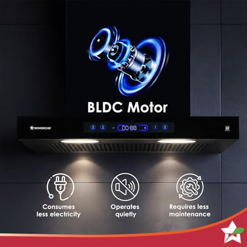Wonderchef Ultra Sleek 60cm Filterless Auto-clean Kitchen Chimney with Oil Collector, BLDC Motor, Suction 1800 m3/hr, Motion Sensor + Touch Control, 15-Yr Warranty on Motor & 5-Yr Comprehensive, Black - Image 3