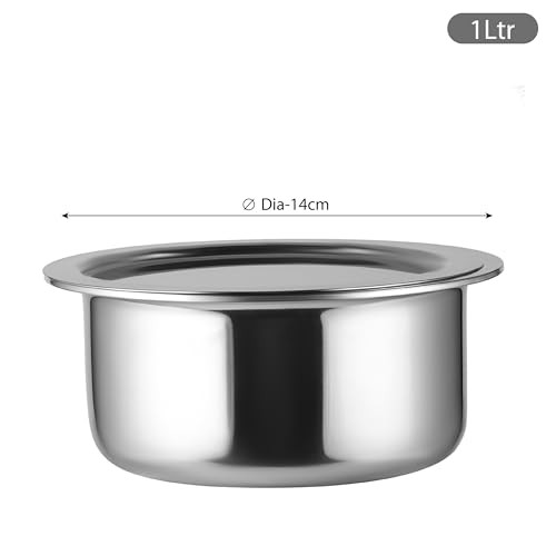 Cello Tri-Ply 14 cm Stainless Steel Cookware Tope with Lid 1 LTR | Tri-Ply Bottom Tope with SS Lid | Induction and Gas Stove Friendly | Dishwasher Safe | Silver - Image 6