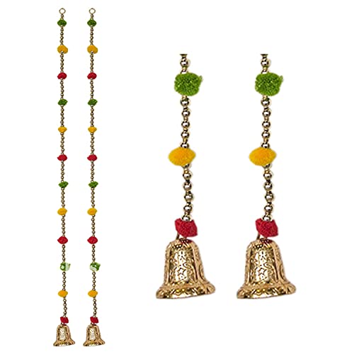 ARCHIES Artificial Flower Marygold Garland (Multicolor, Pack of-2,Length-30 cm,Breadth-8 cm, Number of Bell-2,11 Pompom in Each Garland Pack of 2 Pcs) Wall Hanging for Home Decor, Diwali, Pooja - Image 6
