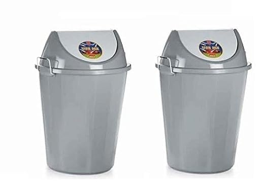 ARISTO Swing Lid Dustbin with Metal Side Handle 60 LTR Grey//Grey (COMBO)