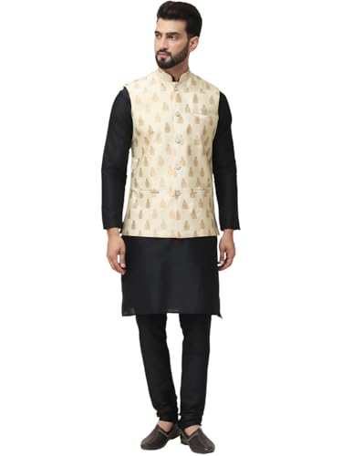 SOJANYA (Since 1958 Men's Silk Blend Kurta Pyjama With Nehrujacket Set