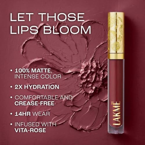 Lakme Rouge Bloom Matte Lip Liquid Cinnamon Sensation 305-3.5ml - Image 5