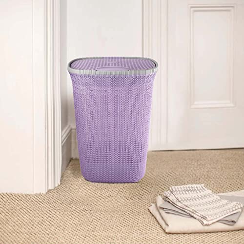 Cello Creta Laundry Bag/Basket with lid, Violet, 50 Ltrs. - Image 3