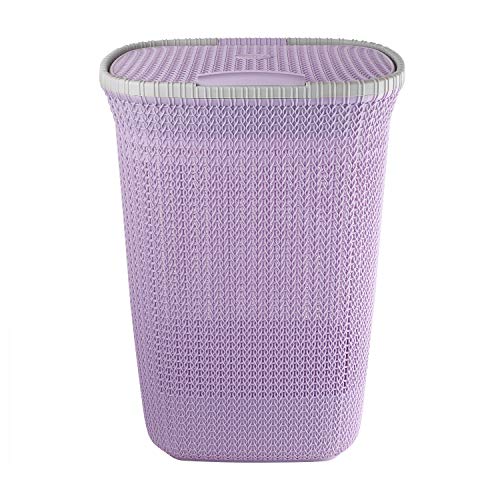 Cello Creta Laundry Bag/Basket with lid, Violet, 50 Ltrs. - Image 4