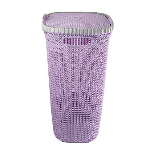 Cello Creta Laundry Bag/Basket with lid, Violet, 50 Ltrs. - Image 5