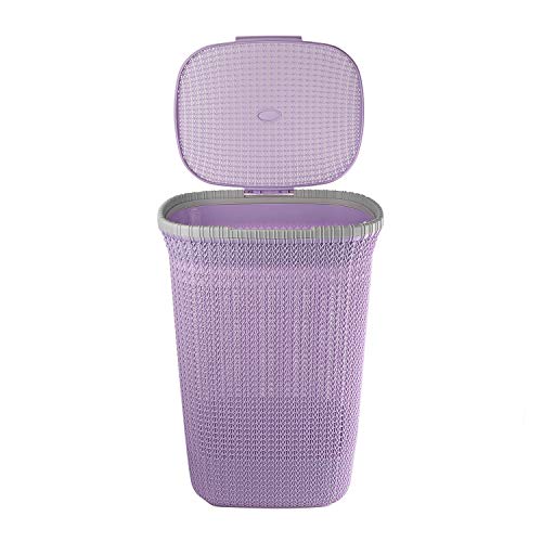 Cello Creta Laundry Bag/Basket with lid, Violet, 50 Ltrs. - Image 6